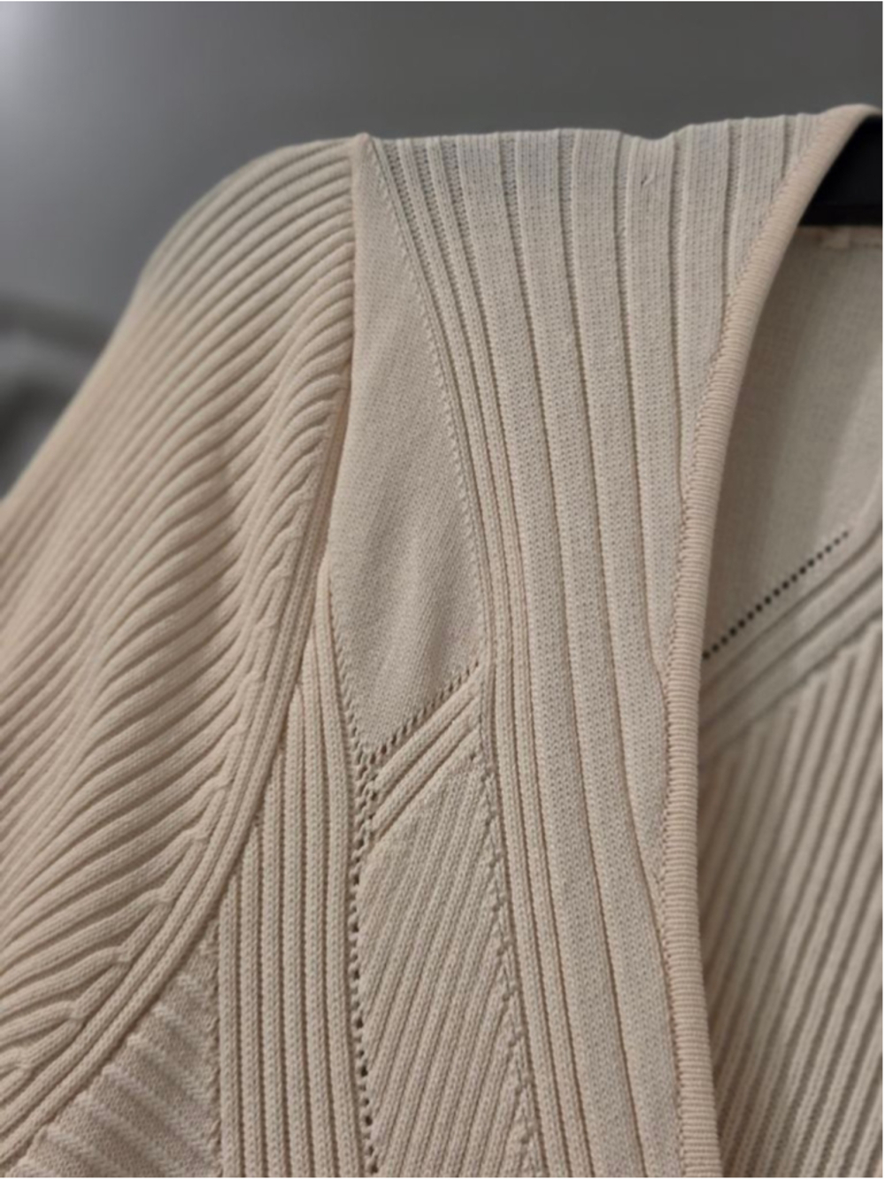 Women's ZARA Long Sleeve Ribbed Knit Midi Dress in Beige, Size L - Picture 7 of 12
